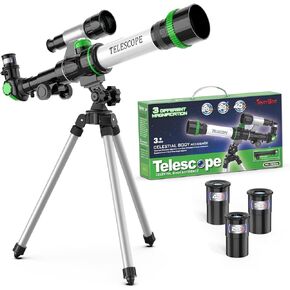 ToyerBee Telescope for Kids, Astronomy Kids Telescope with 3 Eyepieces, Compass & Tabletop Tripod, Portable Refractor Telescope for Astronomy Beginners, Great STEM Space Toys Gift for Kids to See Moon in Kuwait