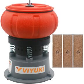 VIYUKI Electric 18LBS Vibratory Tumbler Bowl Tumbling Polishing Machine - Polishing Metal Parts(18LBS & walnut shell media)
