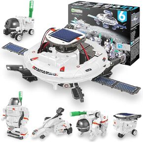 PlaySheek STEM Projects للأطفال الذين تتراوح أعمارهم بين 8-12 عامًا، طقم الروبوت الشمسي 6 في 1 ألعاب فضائية لصبي وفتاة تبلغ من العمر 10 سنوات، هدية بناء ألعاب العلوم، هدايا عيد الميلاد لعمر 8 9 10 11 12 عامًا، أزرق
