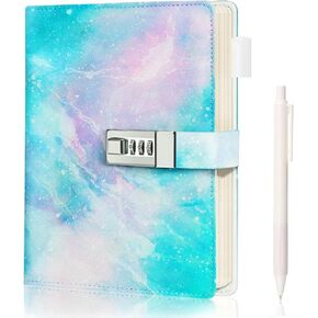 Diary with Lock for Girls Age 8-12, A5 Sectet Journal with Lock, 192 Pages Password Notebook Lock Diary with Pen, Preppy Aesthetic Journals Cute Stuff Birthday Gifts for Teen Girls & Women