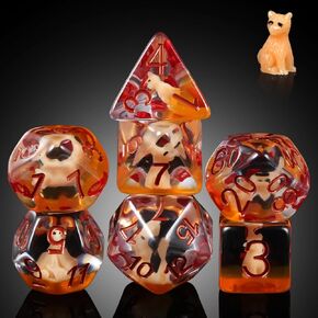 Duck DND Resin Dice, DNDND 7PCS Dungeons and Dragon Dice Set with Velvet Bag for D&D Role Playing Games and Tabletop Games（Duck