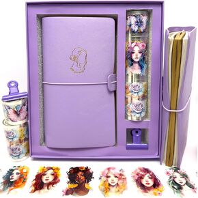 Fayware Creative Scrapbook Journaling Kit - Refillable Traveler's Notebook with Blank, Junk Journal, Bullet Journal, 3 Pre-Cut PET Tapes & Purple Journal Clip. Cute Journal Gift Set for Women in Kuwait