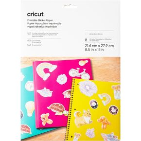Cricut Printable Sticker Paper - US Letter Size, (8.5in x 11in), Sticker Paper for Printer, Compatible with Cricut Maker, Explore, & Joy Xtra, Craft Stickers for Notebooks, Gift Tags, & More (8 Ct) in Kuwait