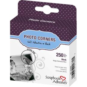 3L Self Adhesive Photo Corners, 3/8-Inch, 250-Pack, Black