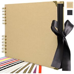 DIY Scrapbook Photo Album 100 Pages(8x8inch) Small Blank Memory Book Personalized-Black Cover, Hardcover Black Page Handmade Craft Plain Scrapbook Journals
