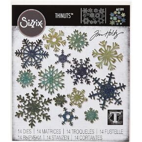 Sizzix Thinlits Die Set 661599, Paper Snowflakes, Mini by Tim Holtz, 14 Pack, One Size, Multi Color