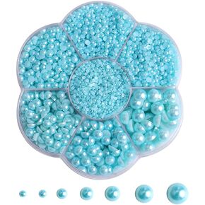 5800Pcs Half Pearls for Crafts, Flatback Pearls for Artwork Making, DIY Rhinestones Accessory Nail Art,Face Gems Jewels Flat Back Craft Pearls for Artist Creative - AB Deep Aqua in Kuwait