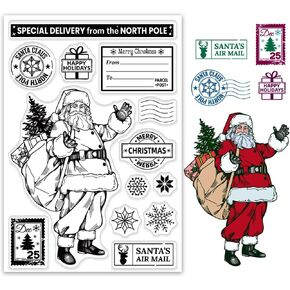 ORIGACH Merry Christmas Wishes Clear Stamps Blessing Words Silicone Stamps for Christmas Cards Making DIY Scrapbooking Photo Album Decoration, 6.3x4.3inch