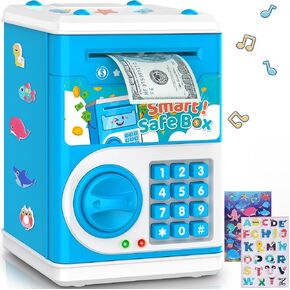 Pink Piggy Bank for Kids with Password Code Lock and Auto Grab Bill Slot, PhilaeEC Real Money Cash Coin Can Saving Box Electronic Money Safe Bank, Hot Gift for 4 7 8 9 10 11 Year Old Boys Girls