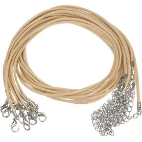 HARFINGTON 10pcs Waxed Necklace Cord Bulk, 16 Inches and 1.5mm Dia Necklace String Rope with Clasp for Pendants, Bracelets, Necklaces, Jewelry Making Beading Supplies, White