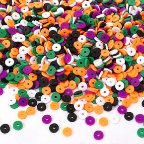 Augshy 4200pcs Christmas Clay Beads Vinyl Heishi Flat Round Polymer Spacer Beads for Jewelry Making Necklace Bracelet Earring Accessories(White, Red, Green)