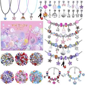 VICTLOV 126 Pieces Charm Bracelet Making Kit, DIY Craft for Girls, Unicorn/Mermaid Crafts Gifts Set for Arts and Crafts for Girls Teens Ages 8-12