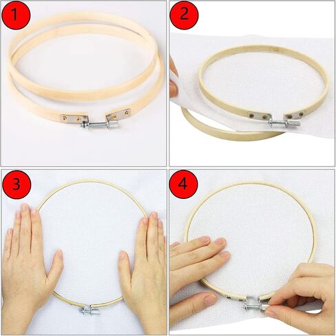 Cldamecy 12 قطعة 3 بوصة أطواق التطريز، جولة الخيزران إطار دائرة قابل للتعديل عبر غرزة الأطواق لعيد الميلاد زخرفة، والتطريز، والديكور، والحرف الفنية ومشروع DIY in Kuwait