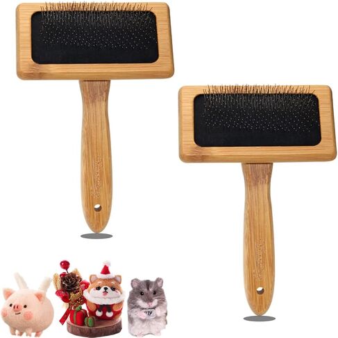 2 Pcs Wool Carders,Hand Carders for Wool,Craft Wool Needle Felting Tools with Solid Wood Handle,Slicker Brush for Dogs,Carding Brushes for Needle Felting Wool in Kuwait