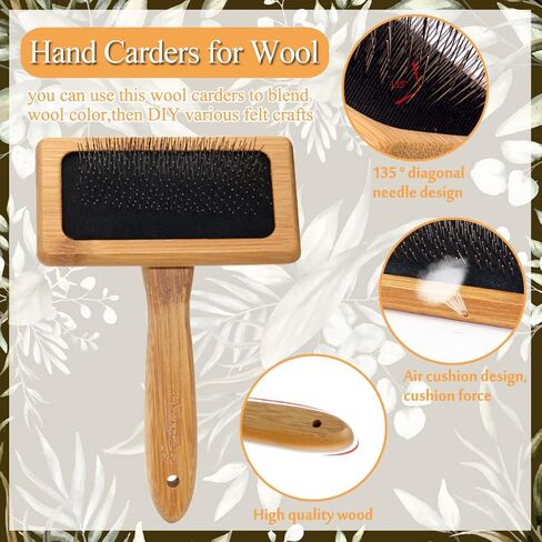 2 Pcs Wool Carders,Hand Carders for Wool,Craft Wool Needle Felting Tools with Solid Wood Handle,Slicker Brush for Dogs,Carding Brushes for Needle Felting Wool in Kuwait