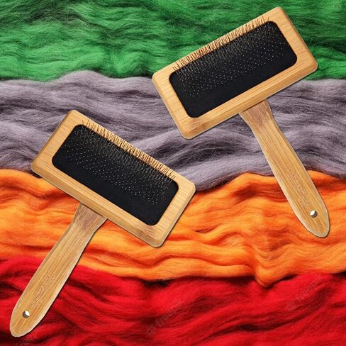 2 Pcs Wool Carders,Hand Carders for Wool,Craft Wool Needle Felting Tools with Solid Wood Handle,Slicker Brush for Dogs,Carding Brushes for Needle Felting Wool in Kuwait
