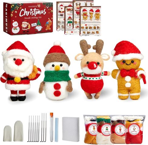 MAGIMUSE Needle Felting Kit, Needle Felting Starter Kit with Basic Felt Tools, Christmas Needle Felting Kit for Beginners, DIY Wool Needle Felting Supplies for Christmas Festival Crafts in Kuwait