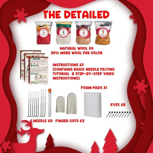 MAGIMUSE Needle Felting Kit, Needle Felting Starter Kit with Basic Felt Tools, Christmas Needle Felting Kit for Beginners, DIY Wool Needle Felting Supplies for Christmas Festival Crafts in Kuwait