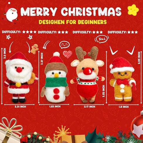 MAGIMUSE Needle Felting Kit, Needle Felting Starter Kit with Basic Felt Tools, Christmas Needle Felting Kit for Beginners, DIY Wool Needle Felting Supplies for Christmas Festival Crafts in Kuwait