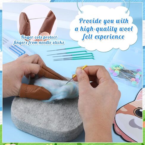 وسادة التلبيد بإبرة UOOU، أدوات التلبيد بإبرة الصوف مع إبرة تحديد المواقع، زوج واحد من مهود الأصابع، لمشاريع التلبيد الصوفية بنفسك in Kuwait