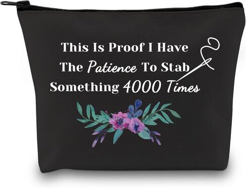 GJTIM Cross Stitch Gift Cross Stitch Project Bag This Is Proof I Have The Patience To Stab Something 4000 Times Sewing Project Bag (Sth. 4000 Times Tote) in Kuwait