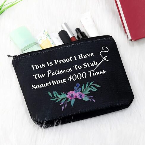 GJTIM Cross Stitch Gift Cross Stitch Project Bag This Is Proof I Have The Patience To Stab Something 4000 Times Sewing Project Bag (Sth. 4000 Times Tote) in Kuwait