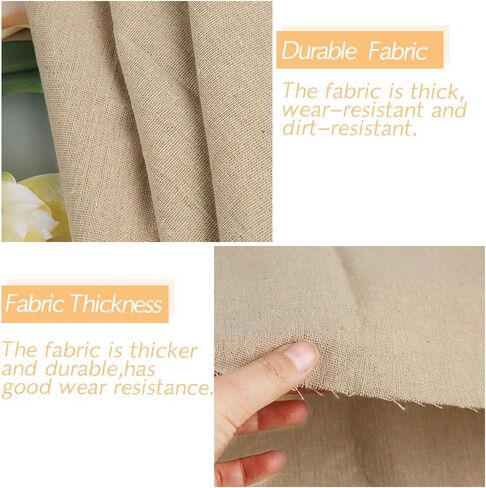 Natural Linen Fabric, Beige Fabric for Decoration 59In x 19In in Kuwait