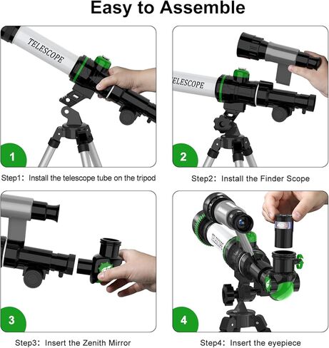 ToyerBee Telescope for Kids, Astronomy Kids Telescope with 3 Eyepieces, Compass & Tabletop Tripod, Portable Refractor Telescope for Astronomy Beginners, Great STEM Space Toys Gift for Kids to See Moon in Kuwait
