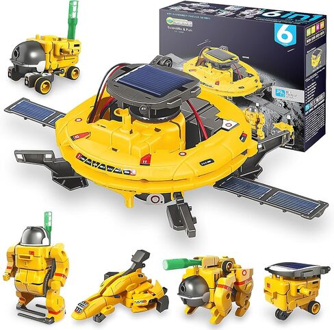 STEM Projects for Kids Ages 8-12 Solar Robot Kit 6-in-1 Space Toys for 10-Year-Old Boy Girl Gift Toys Science Kits Christmas Birthday Gifts for 8 9 10 11 12 Year Old, Yellow in Kuwait