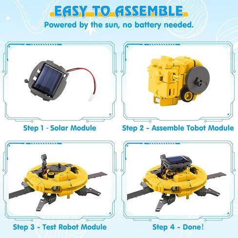 STEM Projects for Kids Ages 8-12 Solar Robot Kit 6-in-1 Space Toys for 10-Year-Old Boy Girl Gift Toys Science Kits Christmas Birthday Gifts for 8 9 10 11 12 Year Old, Yellow in Kuwait