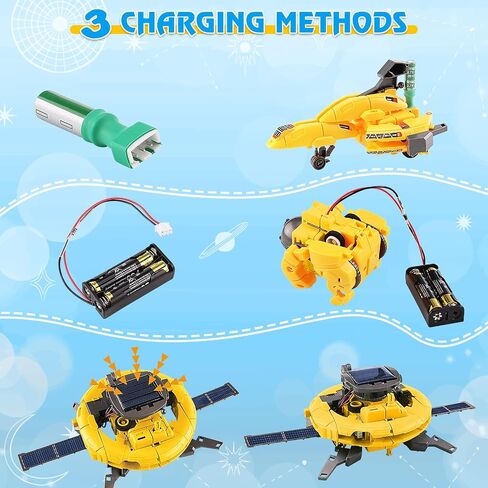 STEM Projects for Kids Ages 8-12 Solar Robot Kit 6-in-1 Space Toys for 10-Year-Old Boy Girl Gift Toys Science Kits Christmas Birthday Gifts for 8 9 10 11 12 Year Old, Yellow in Kuwait