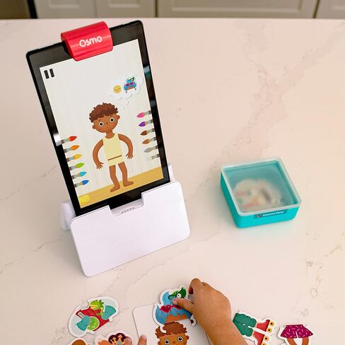 Osmo - مجموعة Little Genius Starter للكمبيوتر اللوحي الناري + مغامرة الرياضيات المبكرة - لعبة عيد الحب - 6 ألعاب تعليمية - العد والأشكال والصوتيات - هدايا العلوم والتكنولوجيا والهندسة والرياضيات - الأعمار 3 4 5 (تتضمن قاعدة الكمبيوتر اللوحي) in Kuwait