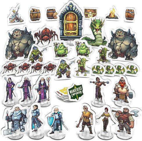 واندررز إمبوريوم 36x منمنمات DND مسطحة صلبة + 12x قاعدة | مجموعة Dungeons and Dragons Starter Set 5e Heroes & Monsters Mini Figures in Kuwait