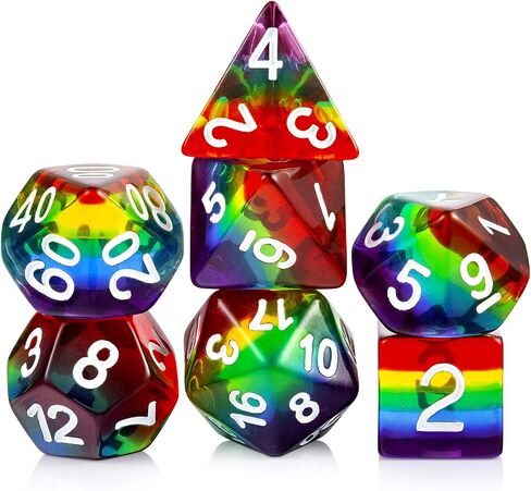 نرد القط DND، DNDND 7 قطع من الراتنج D&D مع حقيبة مخملية للعب الأدوار في الزنزانات والتنينات وألعاب الطاولة (القطط) in Kuwait