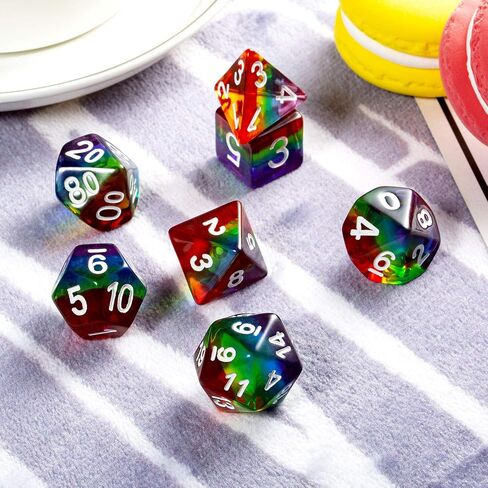 Duck DND Resin Dice, DNDND 7PCS Dungeons and Dragon Dice Set with Velvet Bag for D&D Role Playing Games and Tabletop Games（Duck in Kuwait