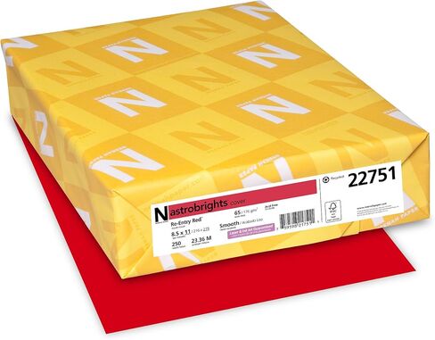 مجموعة بطاقات ملونة ممتازة من Neenah Astrobrights، 65 رطلاً، 8.5 × 11 بوصة، 250 ورقة، إعادة الدخول باللون الأحمر (عبوة من قطعتين) in Kuwait
