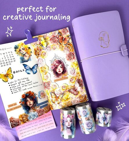 Fayware Creative Scrapbook Journaling Kit - Refillable Traveler's Notebook with Blank, Junk Journal, Bullet Journal, 3 Pre-Cut PET Tapes & Purple Journal Clip. Cute Journal Gift Set for Women in Kuwait