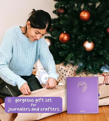 Fayware Creative Scrapbook Journaling Kit - Refillable Traveler's Notebook with Blank, Junk Journal, Bullet Journal, 3 Pre-Cut PET Tapes & Purple Journal Clip. Cute Journal Gift Set for Women in Kuwait