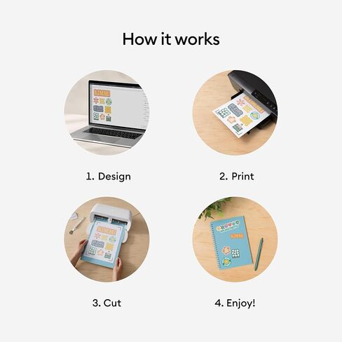 Cricut Printable Sticker Paper - US Letter Size, (8.5in x 11in), Sticker Paper for Printer, Compatible with Cricut Maker, Explore, & Joy Xtra, Craft Stickers for Notebooks, Gift Tags, & More (8 Ct) in Kuwait