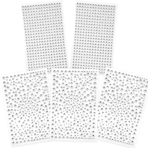 OUTUXED 1725pcs Rhinestones Stickers Self Adhesive Face Gems Jewels Stickers, Stick on Rhinestones for Hair, Makeup, Craft, Nail, Clothes, Shoes, Assorted Size in Kuwait
