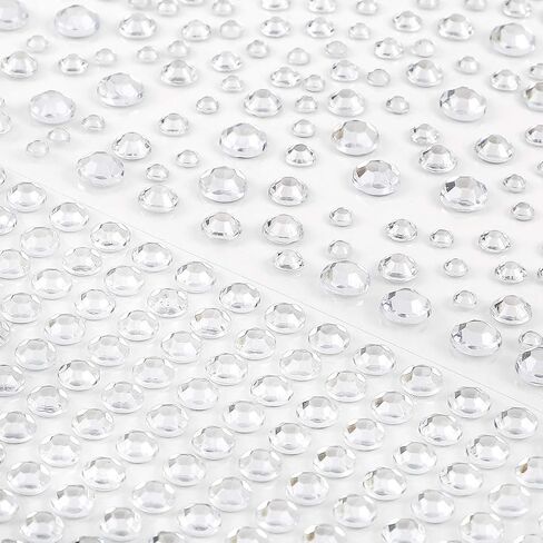OUTUXED 1725pcs Rhinestones Stickers Self Adhesive Face Gems Jewels Stickers, Stick on Rhinestones for Hair, Makeup, Craft, Nail, Clothes, Shoes, Assorted Size in Kuwait