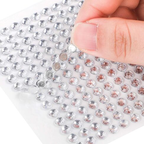 OUTUXED 1725pcs Rhinestones Stickers Self Adhesive Face Gems Jewels Stickers, Stick on Rhinestones for Hair, Makeup, Craft, Nail, Clothes, Shoes, Assorted Size in Kuwait