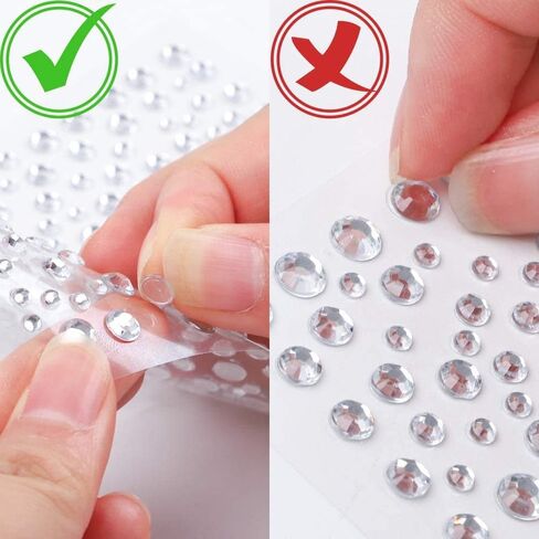 OUTUXED 1725pcs Rhinestones Stickers Self Adhesive Face Gems Jewels Stickers, Stick on Rhinestones for Hair, Makeup, Craft, Nail, Clothes, Shoes, Assorted Size in Kuwait