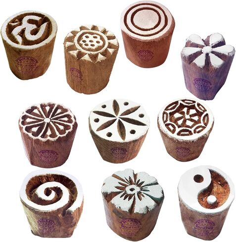 طوابع طباعة الطين Arty Crafty مكعبات خشبية صغيرة على شكل زهور (مجموعة من 10) in Kuwait