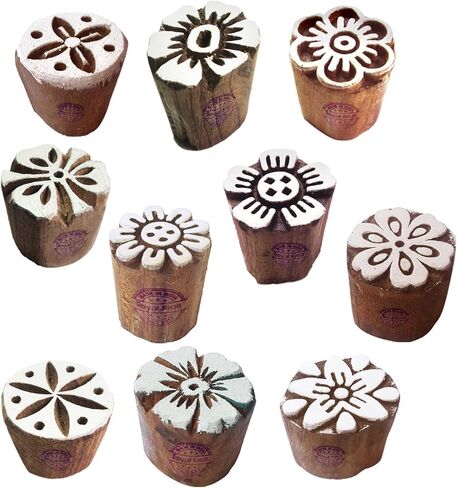 طوابع طباعة الطين Arty Crafty مكعبات خشبية صغيرة على شكل زهور (مجموعة من 10) in Kuwait