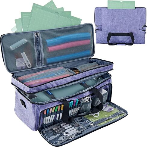 Double Layer Carrying Case with Mat Pocket for Cricut and Tools in Kuwait