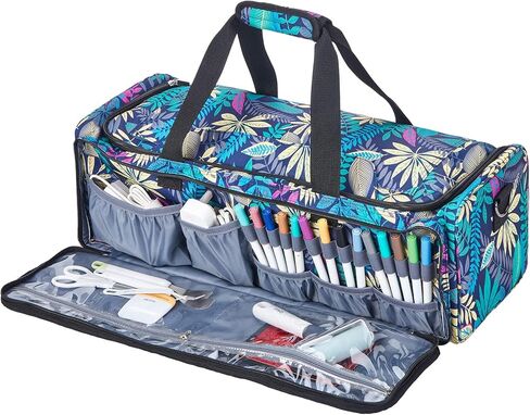 حقيبة حمل بطبقة مزدوجة من HOMEST مع جيب حصيرة لـ Cricut Explore Air 2، صانع Cricut، جيوب أمامية مخصصة لملحقات الأدوات، رمادي in Kuwait