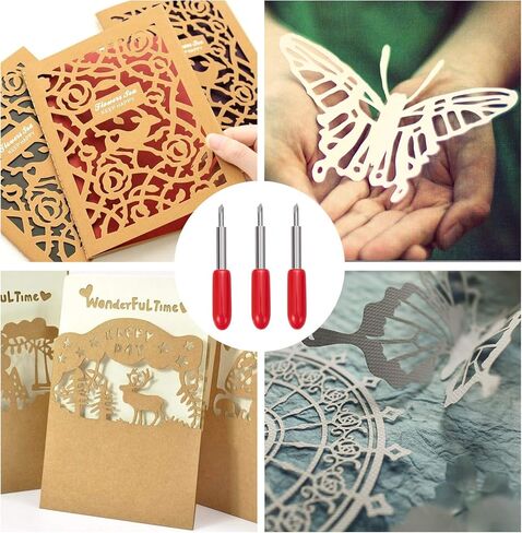 شفرات قطع STREWEEK 50 قطعة متوافقة مع Cricut Explore Air/Air 2/Air 3/Maker 3، تتكون هذه الشفرات ذات النقاط الدقيقة من 10 قطع شفرات قطع ضحلة 30 درجة، و30 قطعة شفرات قياسية 45 درجة و10 قطع شفرات قطع عميقة 60 درجة in Kuwait