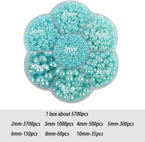 5800Pcs Half Pearls for Crafts, Flatback Pearls for Artwork Making, DIY Rhinestones Accessory Nail Art,Face Gems Jewels Flat Back Craft Pearls for Artist Creative - AB Deep Aqua in Kuwait
