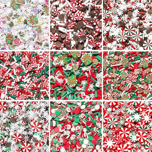 EHOPE Fake Sprinkles Fake Christmas Sprinkles Polymer Clay Sprinkles Polymer Sprinkles Christmas Polymer Clay Slices Fake Candy Sprinkles for Nail Art DIY Crafts Cake Phone（Christmas-90g-9 Styles） in Kuwait